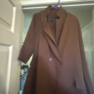 SHEIN Double-Breasted Brown Blazer